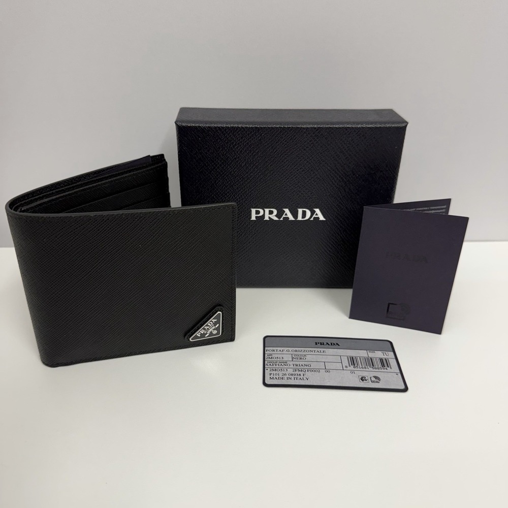Authentic Mens Prada Bi Fold Saffiano Wallet Black NIB 2MO513 $795.00